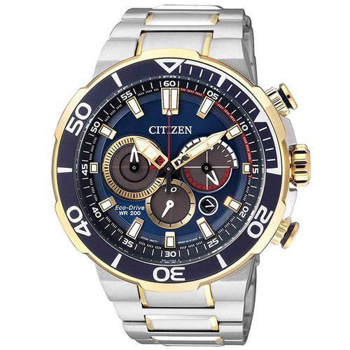 Men's Bracelet Watch - Eco-Drive Chronograph Blue Dial Steel / CA4254-53L - Citizen - Modalova