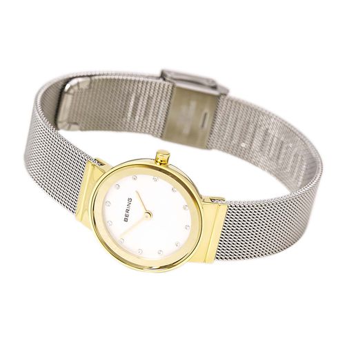 Women's Classic Swarovski Crystal Steel Mesh Bracelet White Dial Watch - Bering - Modalova