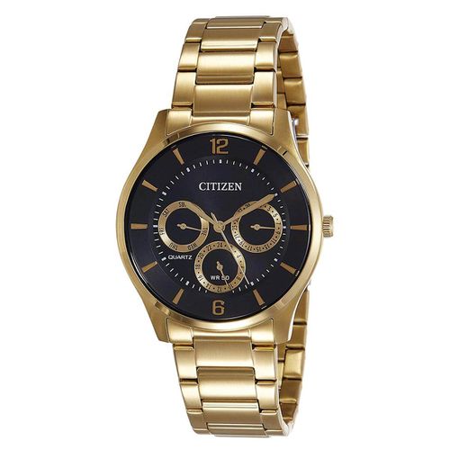 Men's Bracelet Watch - Quartz Black Dial Yellow Gold Steel / AG8353-81E - Citizen - Modalova