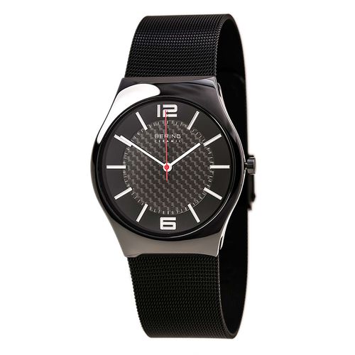 Men's Ceramic Black Dial Black IP Milanese Steel Mesh Bracelet Watch - Bering - Modalova