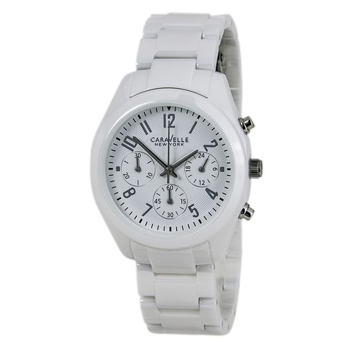 L145 Women's New York Ceramic White Dial Chronograph Watch - Caravelle - Modalova