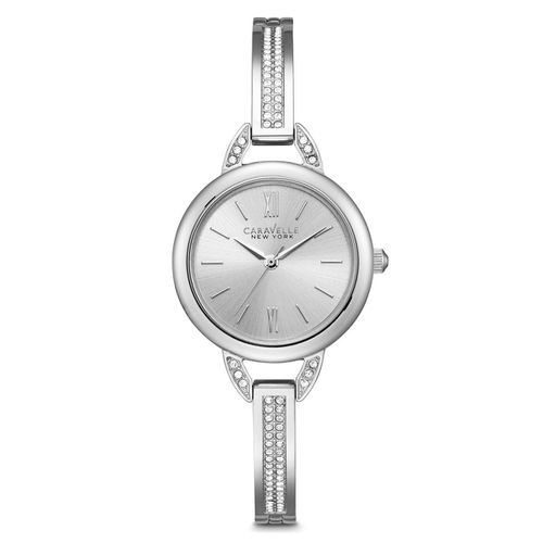 L200 Women's Crystal Silver Dial Stainless Steel Bangle Bracelet Watch - Caravelle - Modalova