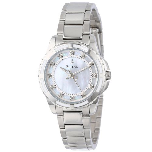 P144 Women's Diamond Mother of Pearl Dial Steel Bracelet Watch - Bulova - Modalova