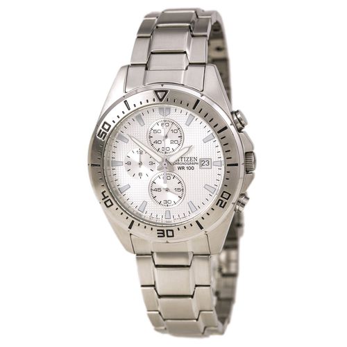 AN3460-56A Men's Chronograph Silver Tone Dial Stainless Steel Watch - Citizen - Modalova