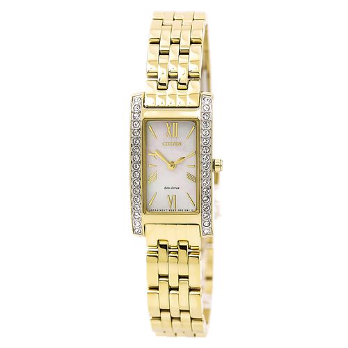 EX1472-56D Women's Yellow Steel Bracelet Silhouette Crystal Mother of Pearl Dial Watch - Citizen - Modalova