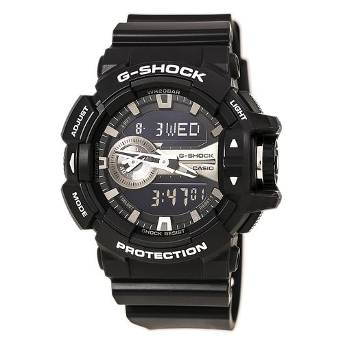 GA400GB-1A Men's G-Shock Black Resin Strap Black & Silver Tone Dial World Time Dive Watch - Casio - Modalova