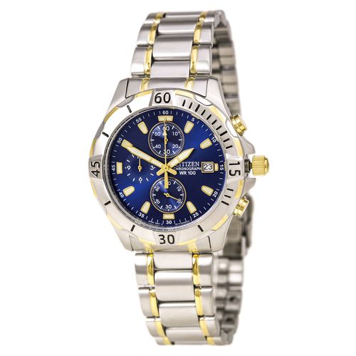 AN3394-59L Men's Quartz Blue Dial Two Tone Steel Bracelet Chronograph Watch - Citizen - Modalova