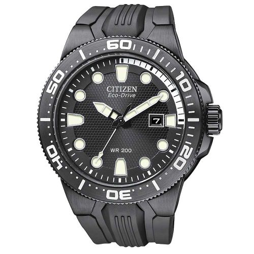 BN0095-08E Men's Scuba Fin Eco-Drive Black Dial Rubber Strap Dive Watch - Citizen - Modalova