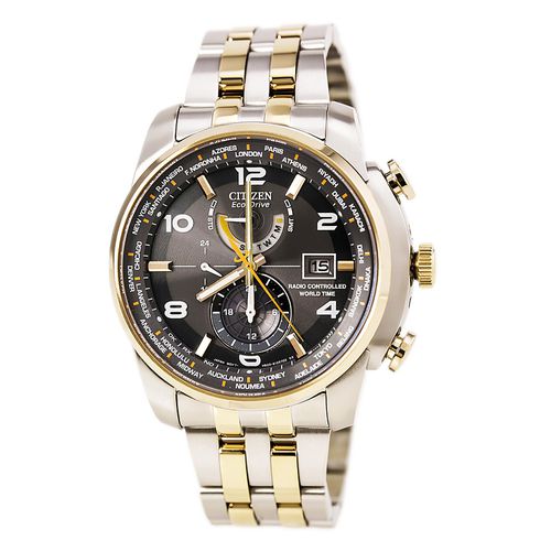 Men's Two Tone Steel Watch - World Time A-T Radio Controlled / AT9016-56H - Citizen - Modalova