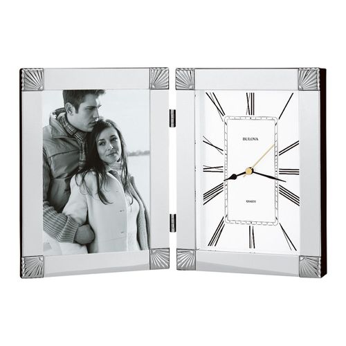 B1254 Ceremonial White Dial Photo Frame Desk & Table Clock - Bulova - Modalova