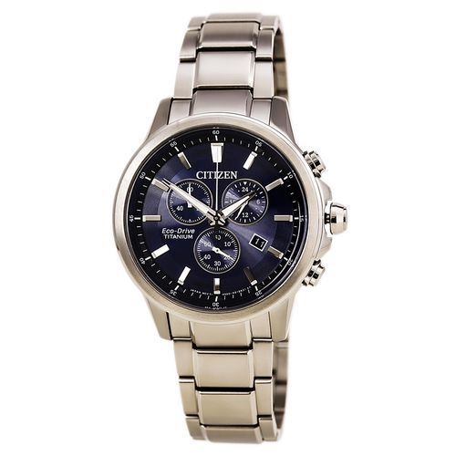 AT2340-56L Men's Titanium Chronograph Eco-Drive Blue Dial Bracelet Watch - Citizen - Modalova