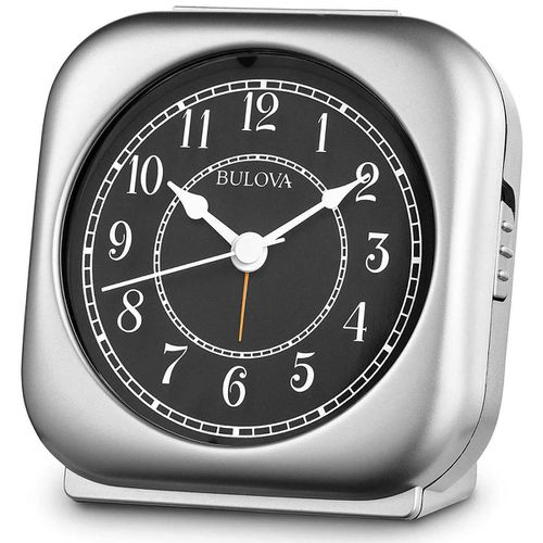 Alarm Clock - Silent Knight Black Dial, Silver / B1871 - Bulova - Modalova