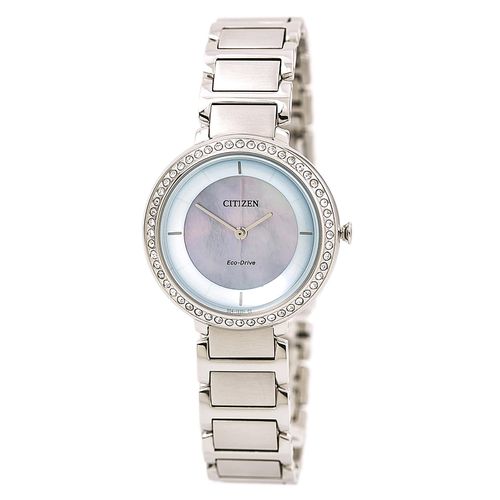 EM0480-52N Women's Steel Bracelet Silhouette Crystal Blue Mother of Pearl Dial Watch - Citizen - Modalova
