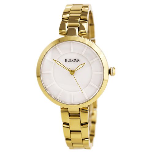 L142 Women's Dress Classic White Ceramic Dial Quartz Yellow Gold Steel Bracelet Watch - Bulova - Modalova