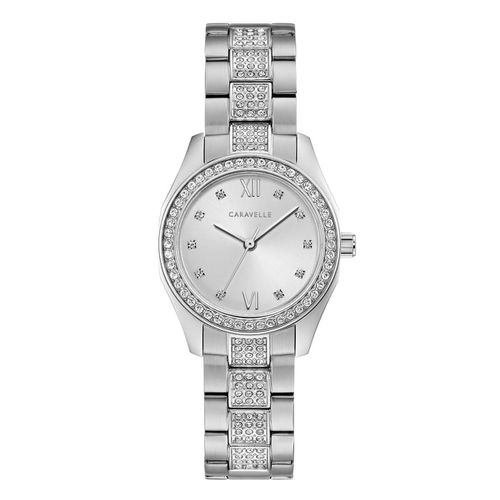 Women's Bracelet Watch - Sport Crystal Silver Dial Stainless Steel / 43L212 - Caravelle - Modalova