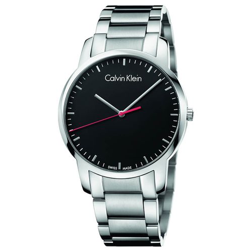 Men's Quartz Watch - City Black Dial Stainless Steel Bracelet / K2G2G141 - Calvin Klein - Modalova