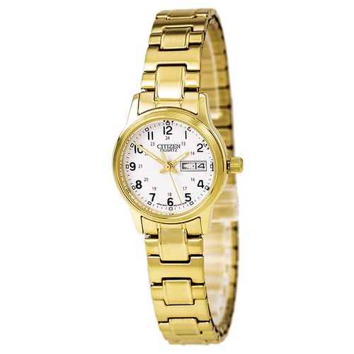 EQ0582-90A Women's Bonica White Dial Gold Plated Steel Expansion Bracelet Watch - Citizen - Modalova