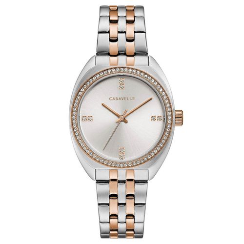 Women's Bracelet Watch - Quartz Two Tone Rose Gold Stainless Steel / 45L180 - Caravelle - Modalova