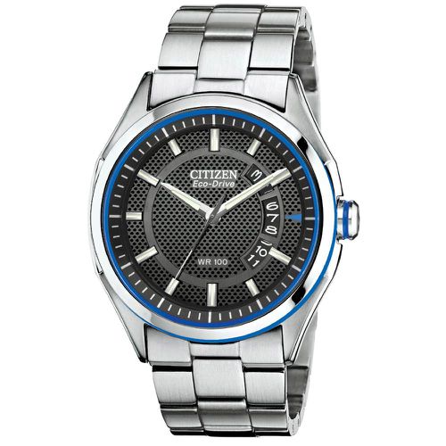AW1141-59E Men's HTM 2.0 Drive Collection Black Perforated Dial Eco-Drive Steel Watch - Citizen - Modalova