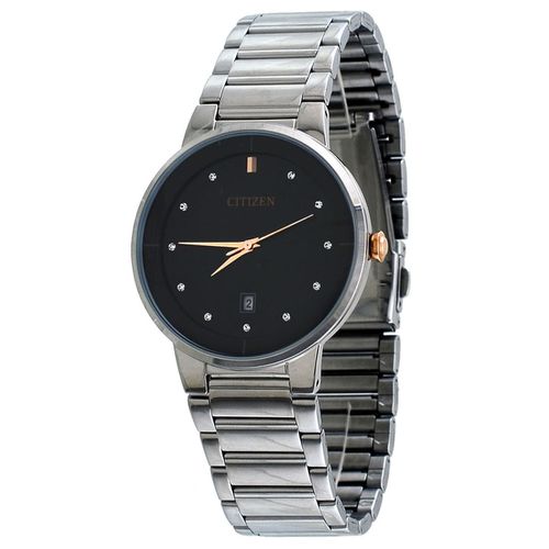 BI5014-58E Men's Swarovski Crystal Accented Black Dial Stainless Steel Bracelet Watch - Citizen - Modalova