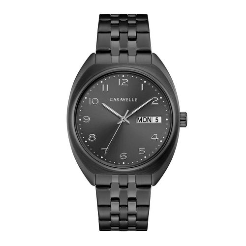 Men's Bracelet Watch - Dress Gunmetal Dial Gunmetal Stainless Steel / 45C115 - Caravelle - Modalova