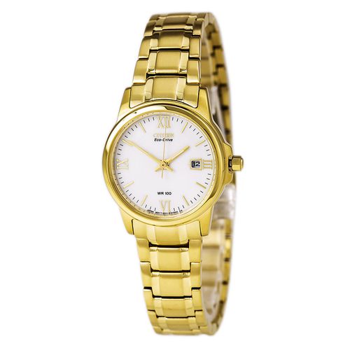 EW1912-51A Women's White Dial Gold Tone Stainless Steel Bracelet Watch - Citizen - Modalova