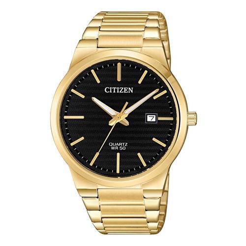 Men's Bracelet Watch - Quartz Black Dial Yellow Gold Steel Date / BI5062-55E - Citizen - Modalova