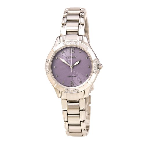 Women's Diamond Watch - Eco Drive Steel Bracelet Purple Dial / EM0450-53X - Citizen - Modalova