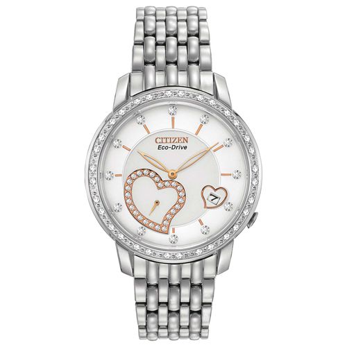 EV1000-58A Women's Eco-Drive Desire Stainless Steel White Dial Diamond Watch - Citizen - Modalova
