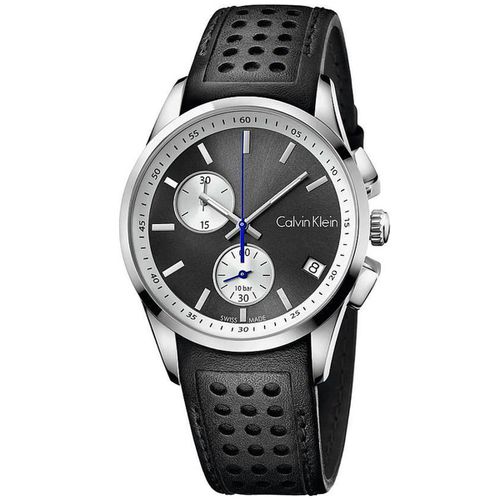 Men's Chronograph Watch - Bold Black & Silver Dial Black Strap / K5A371C3 - Calvin Klein - Modalova
