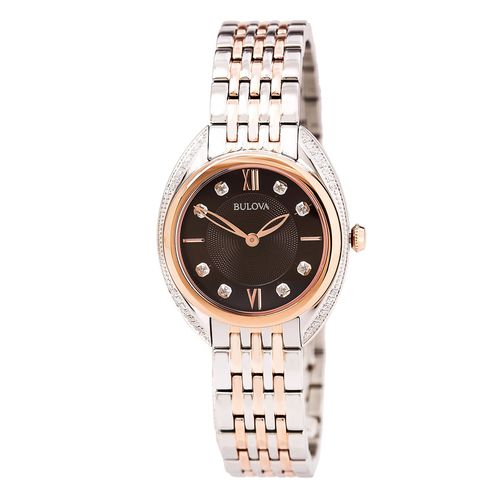 Women's Classic Diamond Watch - Two Tone Steel Brown Dial / 98R230 - Bulova - Modalova