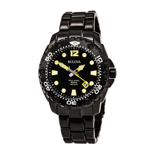 Men's Black Steel Bracelet Watch - Sea King Sport Black Dial Dive / 98B242 - Bulova - Modalova