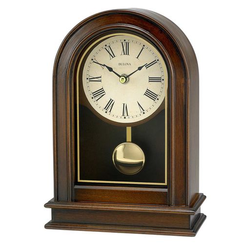 Mantel Clock - Hardwick Beige Dial Walnut Solid Wood / B7467 - Bulova - Modalova