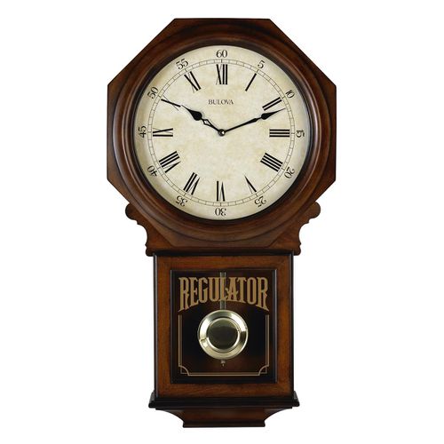C3543 Ashford Beige Dial Walnut Hardwood Pendulum Harmonic Chime Wall Clock - Bulova - Modalova