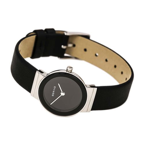 Women's Classic Black Dial Black Calfskin Leather Strap Watch - Bering - Modalova