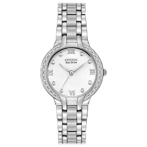 EM0120-58A Women's Bella White Dial Eco-Drive Stainless Steel Diamond Watch - Citizen - Modalova