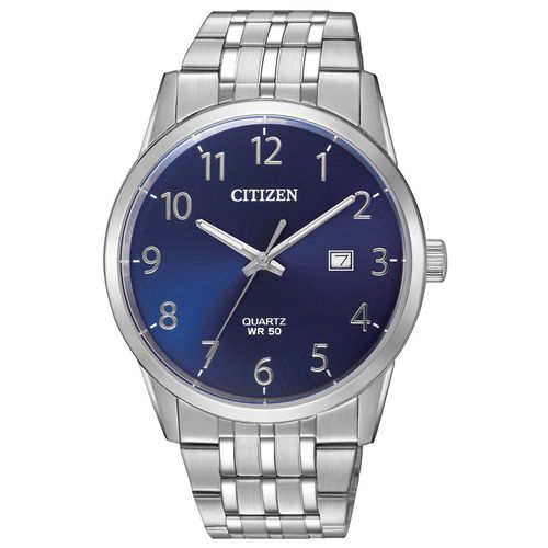 Men's Bracelet Watch - Quartz Date Blue Dial Silver Steel / BI5000-52L - Citizen - Modalova