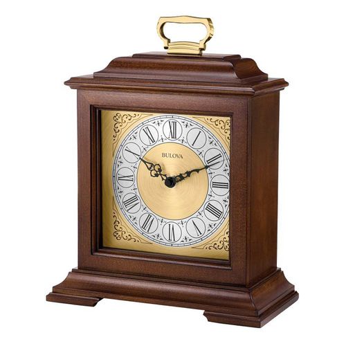 Mantel Clock - Exeter Brown Cherry Finish White & Beige Dial / B1512 - Bulova - Modalova
