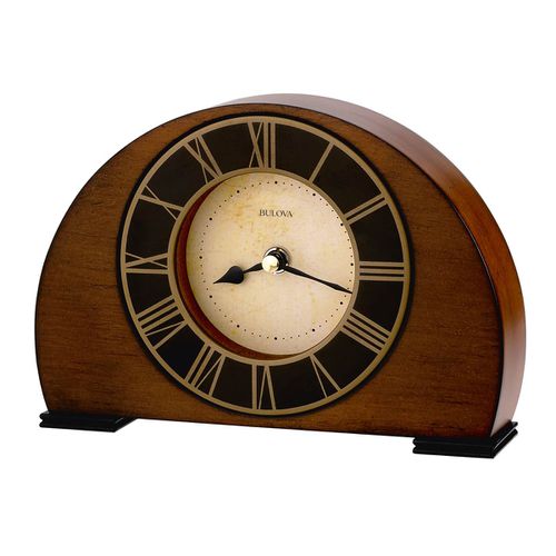 Desk Clock - Tremont Beige Dial Antique Walnut Hardwood / B7340 - Bulova - Modalova