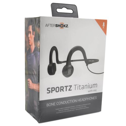 AS451XB Sportz Titanium Open Ear Wired Onyx Black Bone Conduction Headphone with Mic - AfterShokz - Modalova