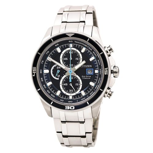 Men's Chronograph Watch - Super Titanium Eco-Drive Blue Dial / CA0349-51L - Citizen - Modalova
