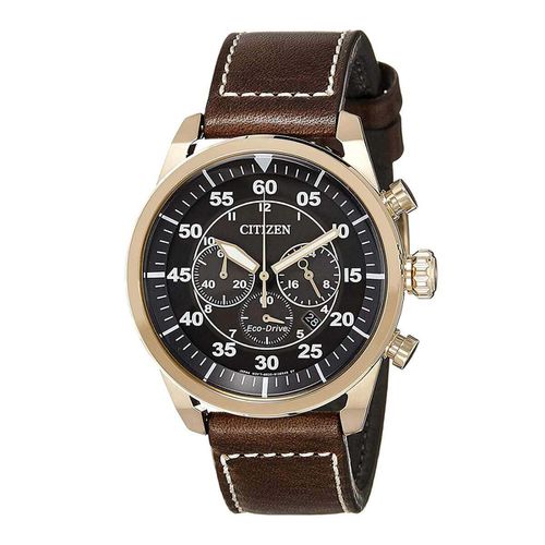 Men's Chronograph Watch - Eco-Drive Brown Leather Strap / CA4213-00E - Citizen - Modalova