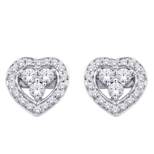 K White Gold 1/6 Ct.Tw. Diamond Heart Earrings - Star Significance - Modalova