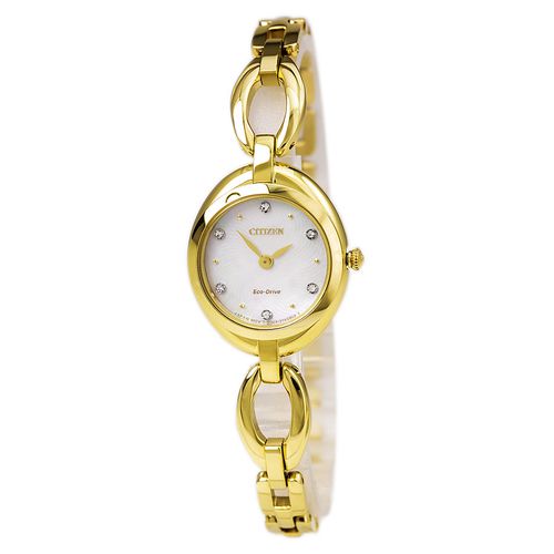 EX1432-51D Women's Silhouette White MOP Dial Yellow Gold Steel Bangle Bracelet Watch - Citizen - Modalova