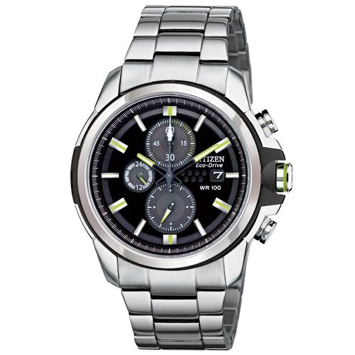 CA0428-56E Men's AR 2.0 Drive Collection Black Dial Eco-Drive Chronograph Steel Watch - Citizen - Modalova