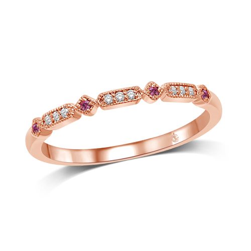 K Rose Gold 1/20 Ct.Tw. Diamond & Pink Sapphire Stackable Band - Star Significance - Modalova