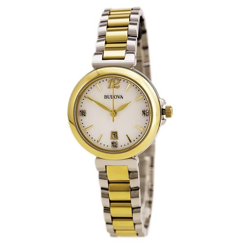 Women's Diamond Watch - Quartz Two Tone Yellow Steel MOP Dial / 98P142 - Bulova - Modalova