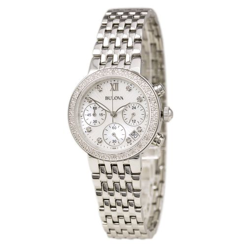 R204 Women's Maiden Lane MOP Dial Steel Bracelet Chronograph Diamond Watch - Bulova - Modalova
