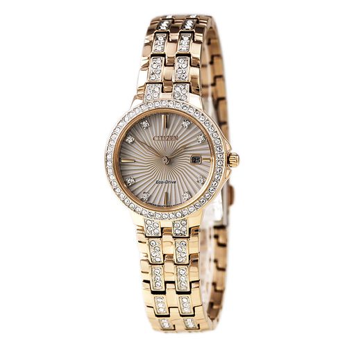 EW2348-56A Women's Silhouette White Dial Rose Gold Steel Swarovski Crystal Watch - Citizen - Modalova