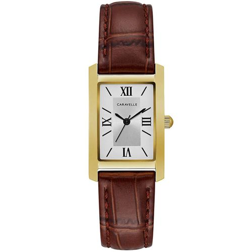 Women's Strap Watch - Classic Quartz Silver & White Dial Leather / 44L234 - Caravelle - Modalova